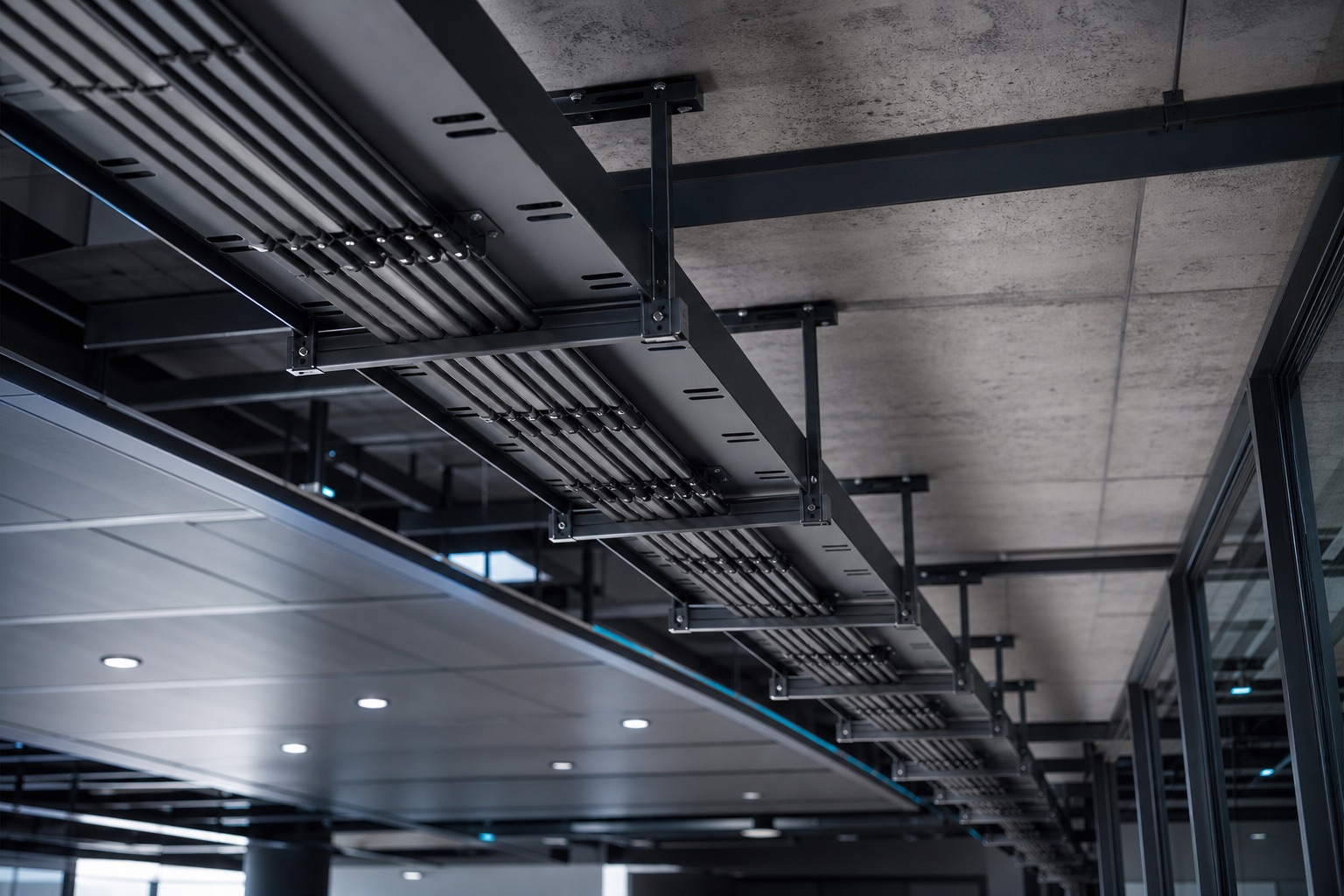 Low-voltage cable tray, conduit, and support interface