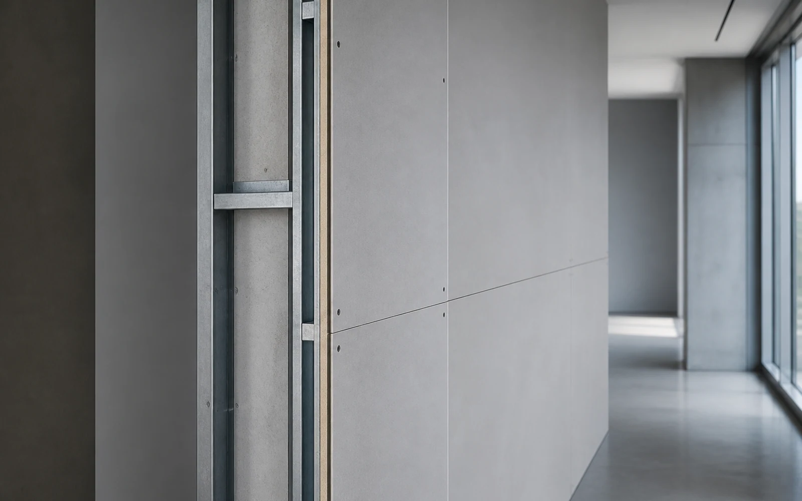 Concept of board construction and a finished partition wall
