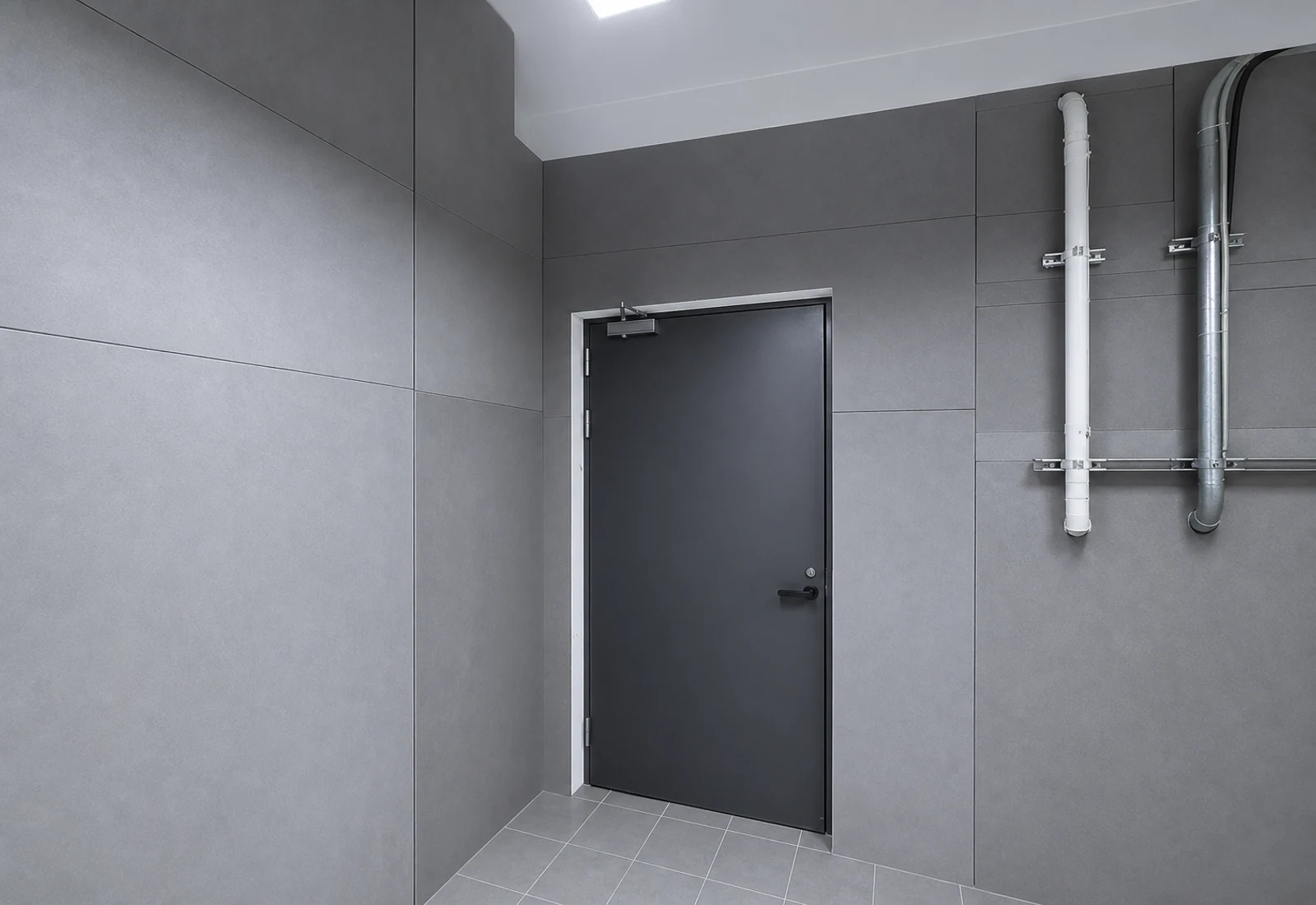 Retouched visualization of equipment-space walls and access